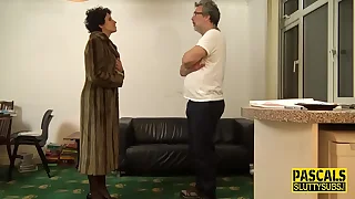 Bound mature submissive gets untied for fuck